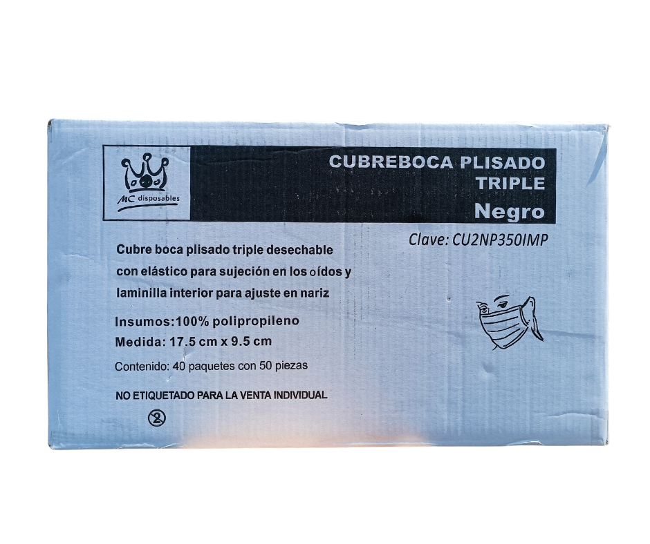 CUBREBOCAS PLISADO TRICAPA NEGRO MCGLOVE